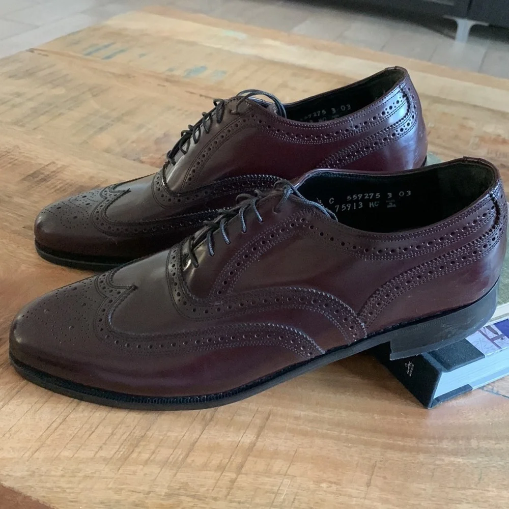 Florsheim Wingtip Leather Lace Up Formal Maroon Shoes Size 11